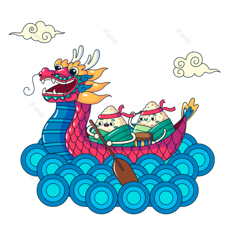 祥云图片,卡通元素,端午节PNG,龙舟免抠素材